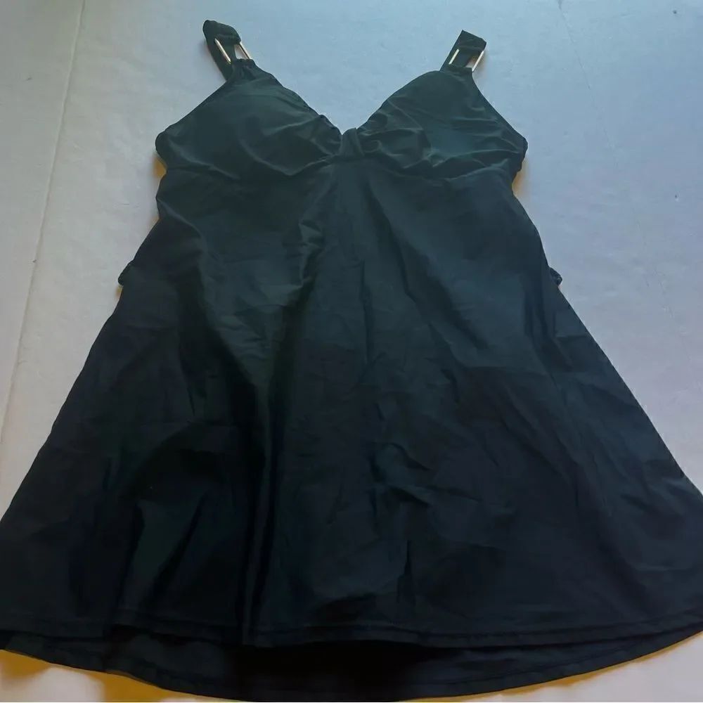 Spanx Women's Swim Suit One Piece Black Skirt over Size 12